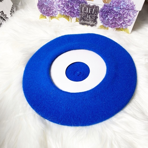 THE COUNTESS Royal Blue French Wool Beret - Picture 9 of 10